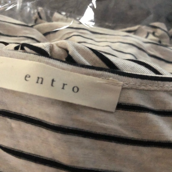 Entro Striped front tie Maxi dress in oatmeal gray - Picture 7 of 7